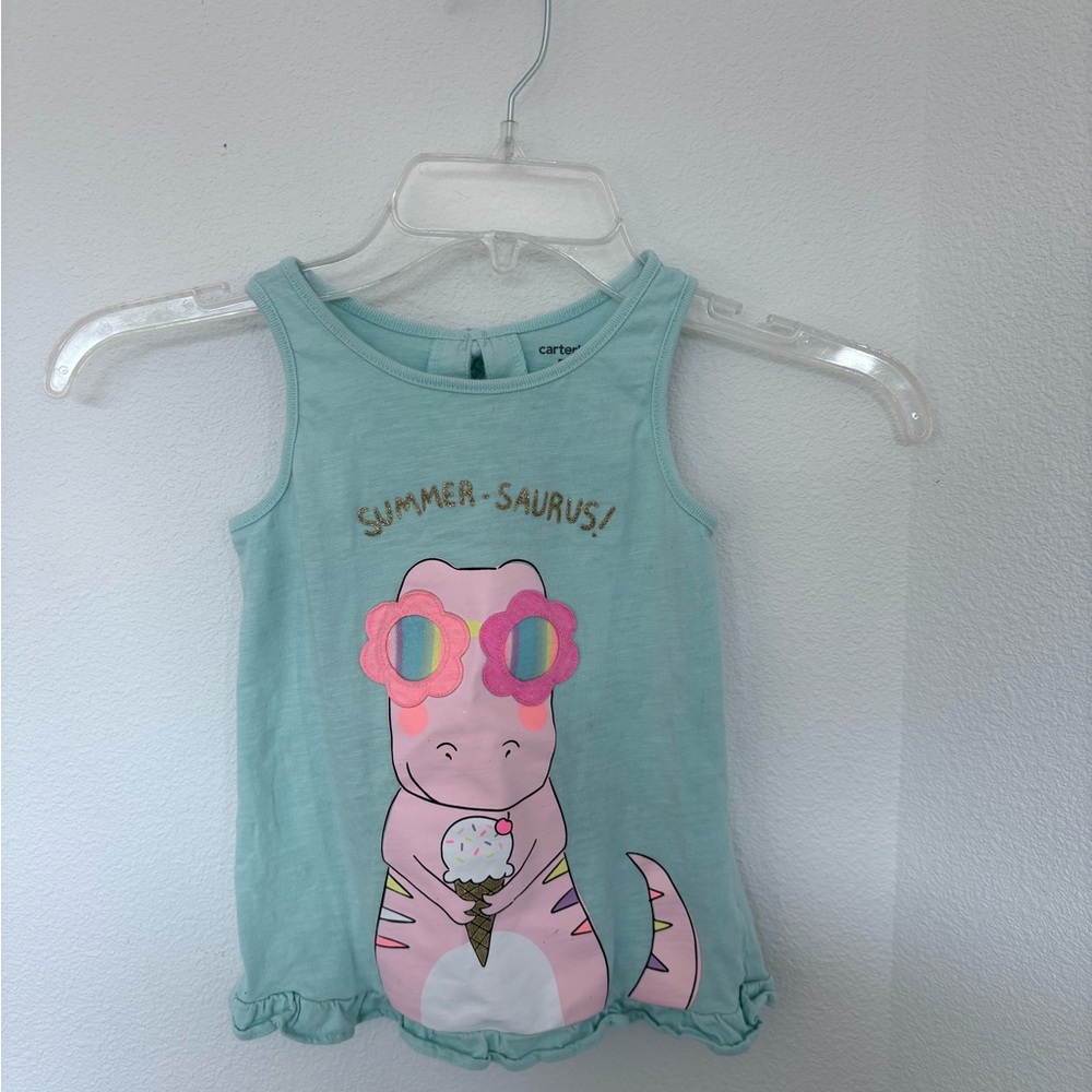 3/$15 - Carter's Mint Green Dino Tank Top